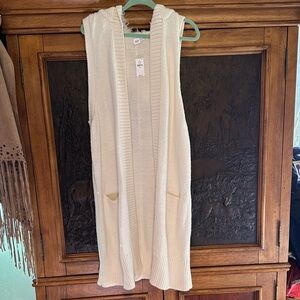 GAP Women's Cream Hooded Knit Vest